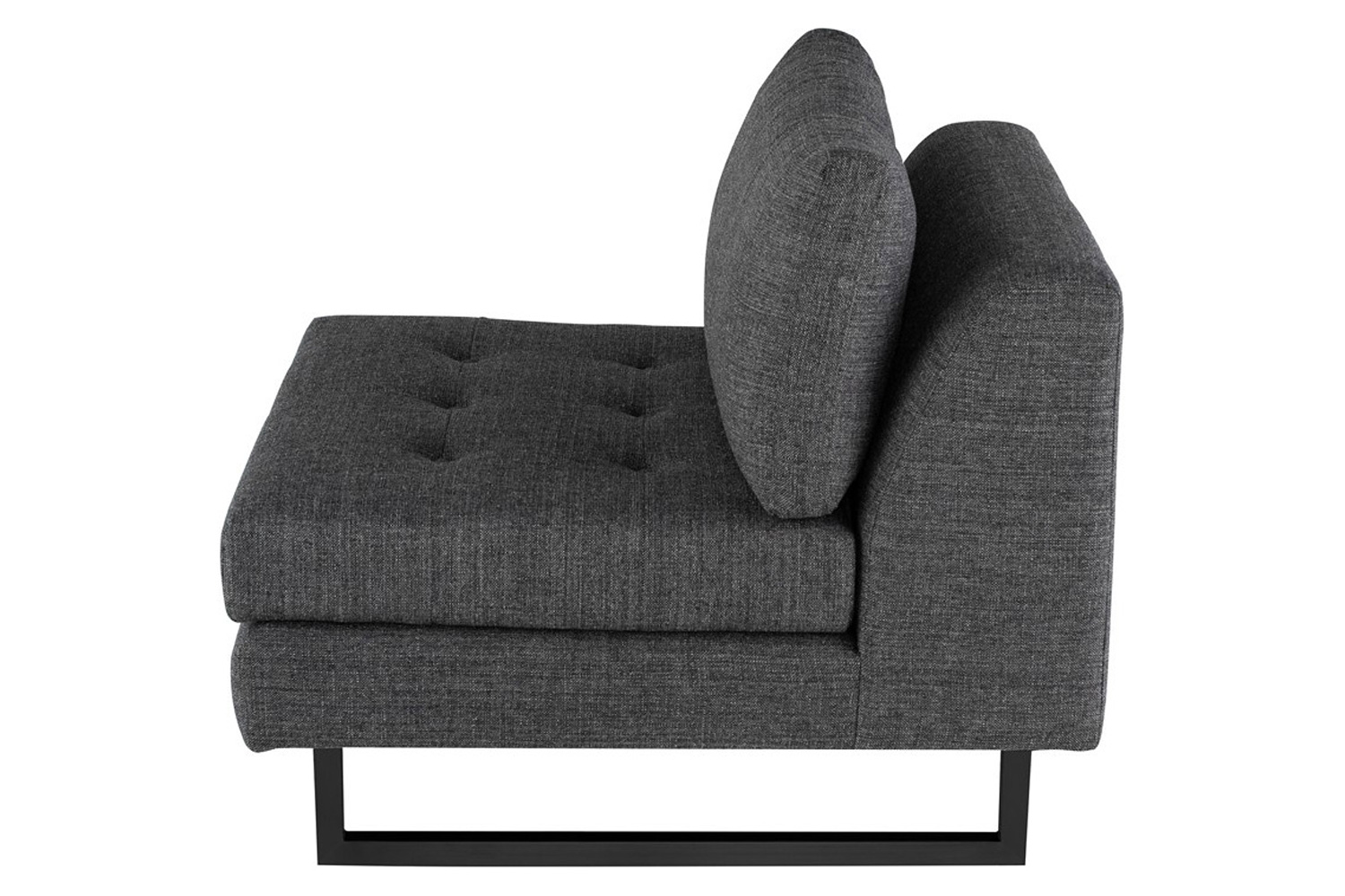 Nuevo™ Janis Sofa Extension - Dark Gray Tweed Seat, Matte Black Steel Legs, L34,3'' x W37,8'' x H31,3''