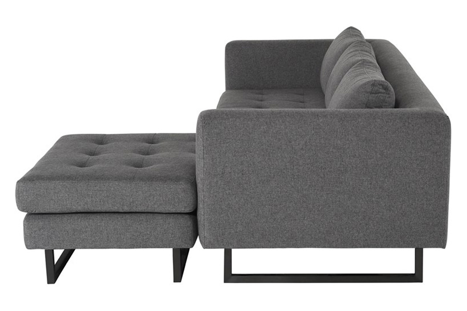 Nuevo™ Matthew Sectional - Shale Gray Seat, Matte Black Steel Legs