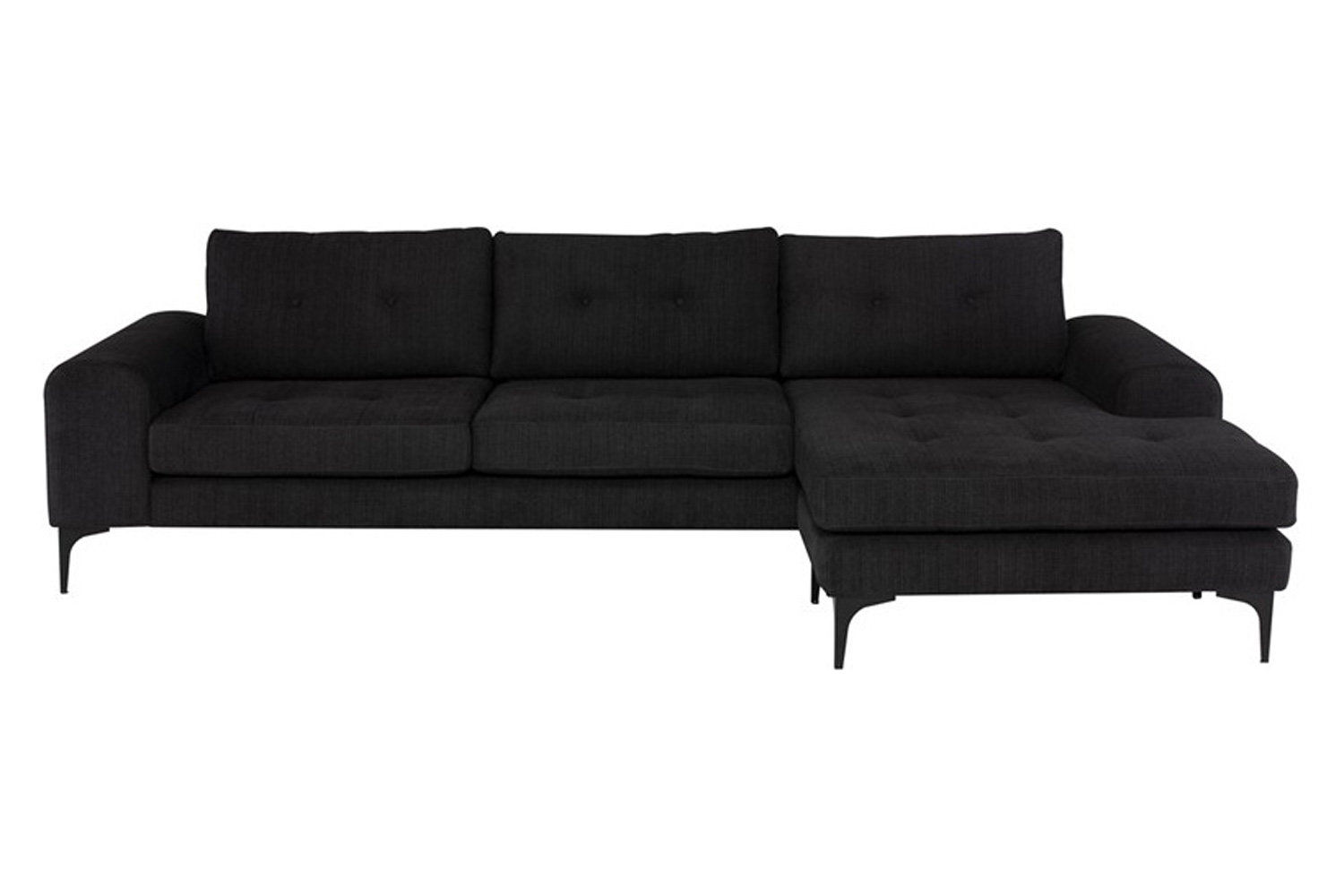 Nuevo™ Colyn Sectional - Coal Fabric Seat, Matte Black Steel Legs, Right Chaise