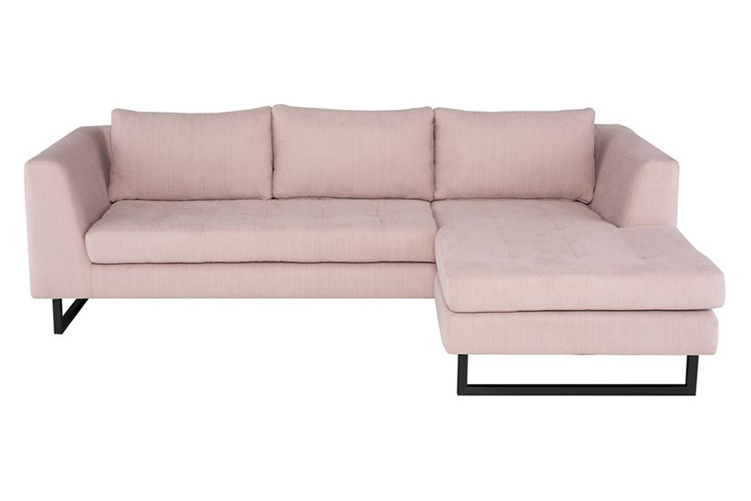 Nuevo™ Matthew Sectional - Mauve Fabric Seat, Matte Black Steel Legs