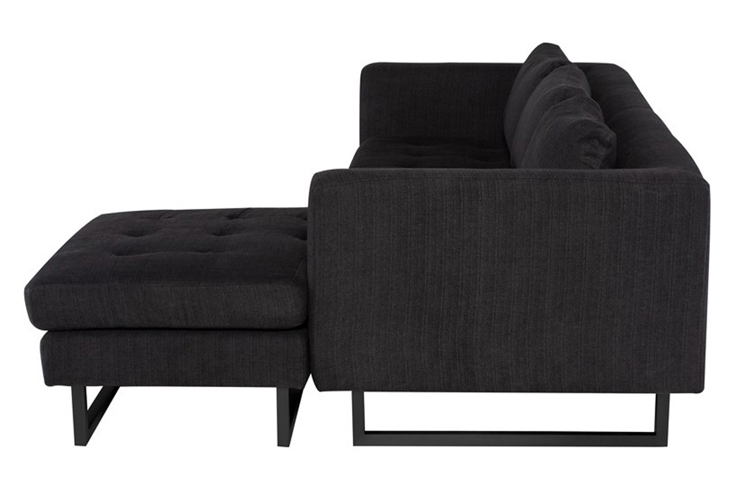 Nuevo™ Matthew Sectional - Coal Fabric Seat, Matte Black Steel Legs