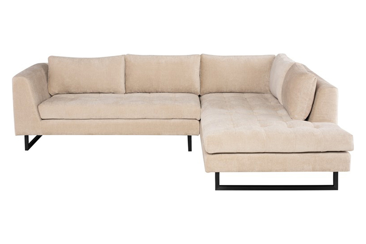 Nuevo™ Janis Sectional - Almond, Matte Black Legs, Right Chaise