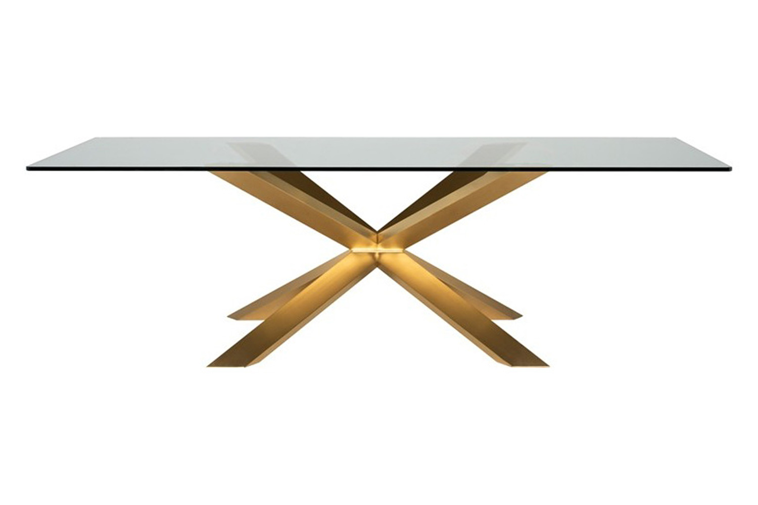 Nuevo™ Couture Dining Table - Clear Tempered Glass Top, Brushed Gold Base, L94,5'' x W44'' x H29,8''