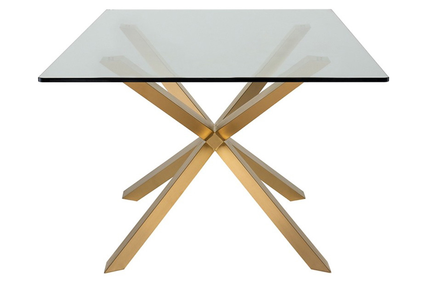 Nuevo™ Couture Dining Table - Clear Tempered Glass Top, Brushed Gold Base, L94,5'' x W44'' x H29,8''