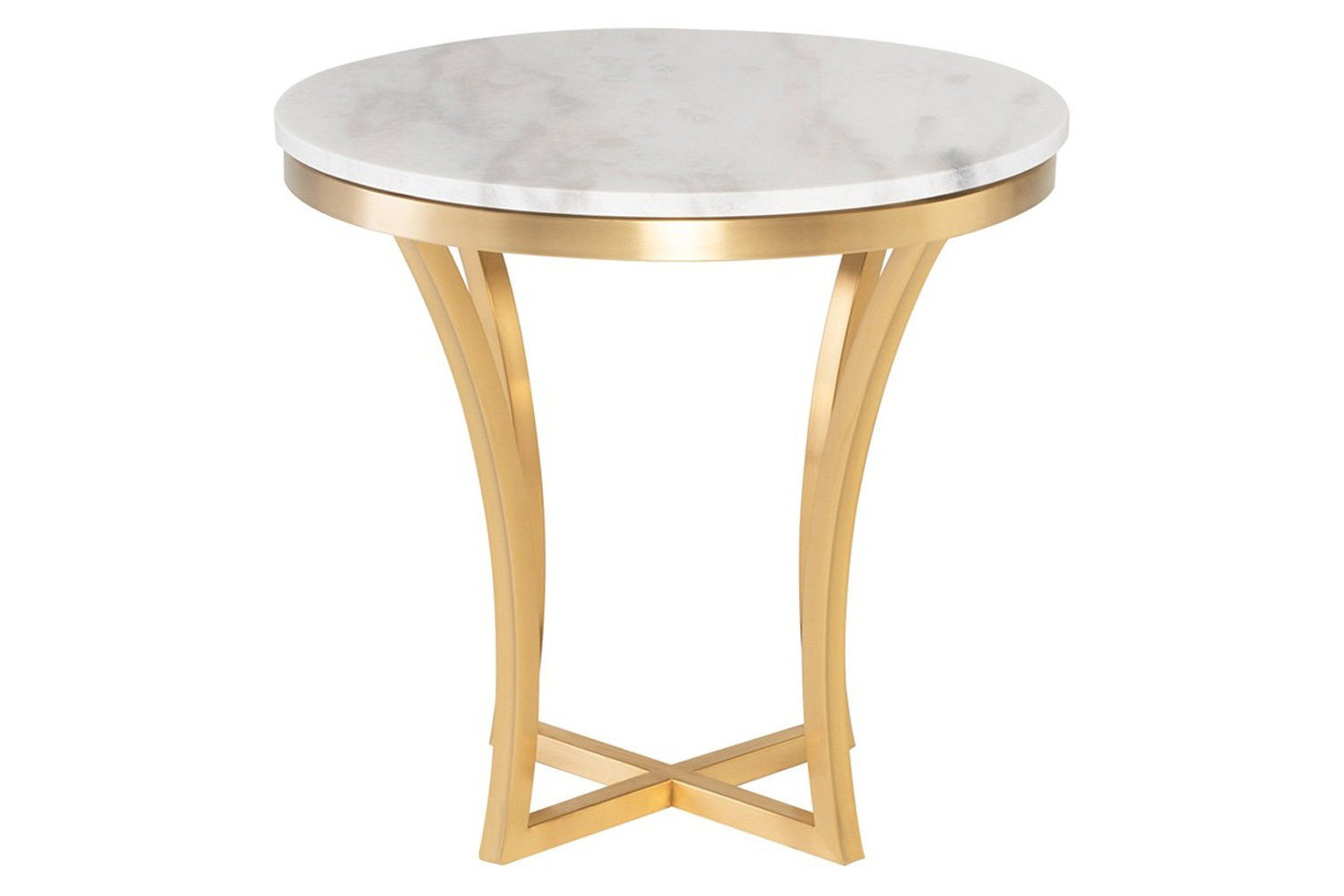 Nuevo™ Aurora Side Table - White, Brushed Gold Base