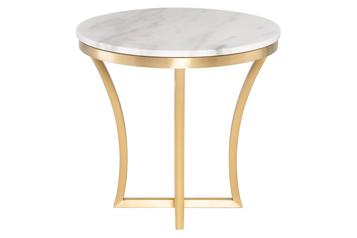 Nuevo™ Aurora Side Table - White, Brushed Gold Base