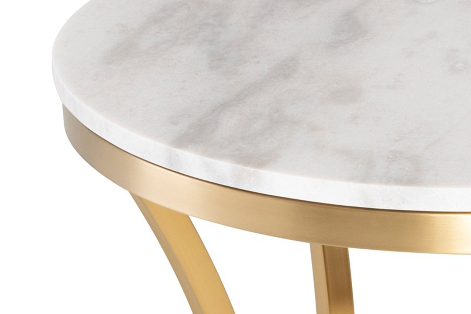 Nuevo™ Aurora Side Table - White, Brushed Gold Base