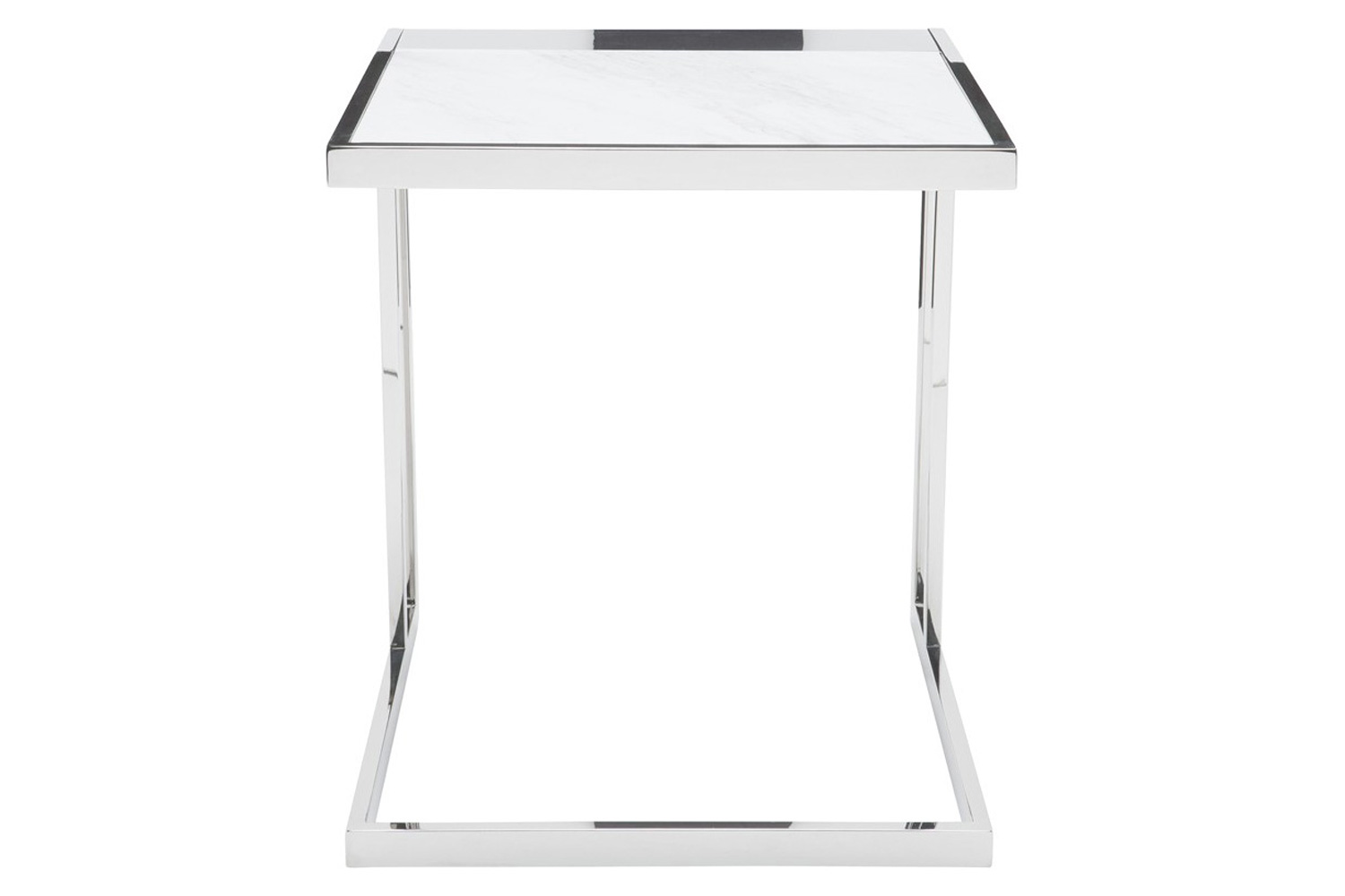 Nuevo™ Ethan Side Table - White Marble Top, Polished Stainless Base