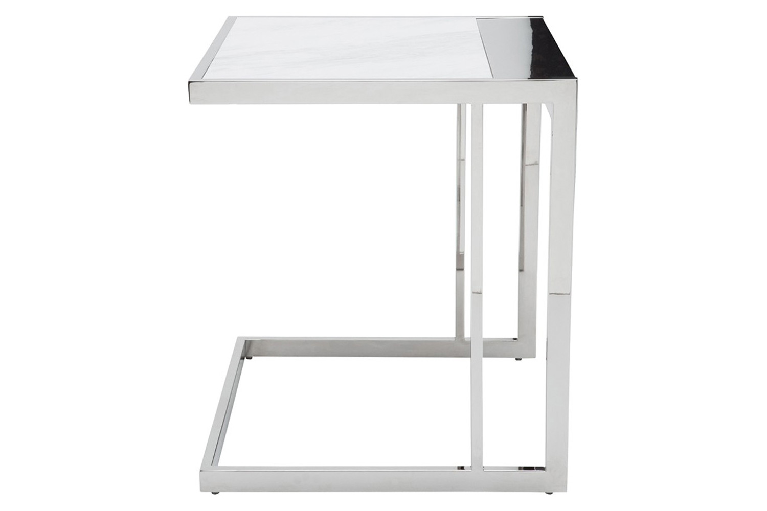 Nuevo™ Ethan Side Table - White Marble Top, Polished Stainless Base