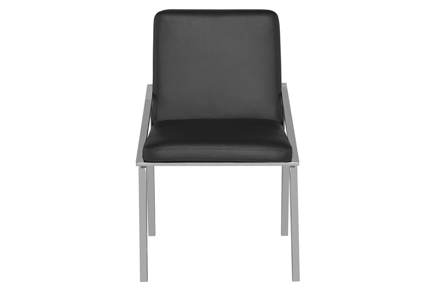 Nuevo™ Nika Dining Chair - Gray Naugahyde Seat, Polished Stainless Frame