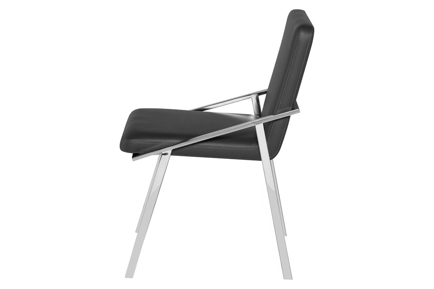 Nuevo™ Nika Dining Chair - Gray Naugahyde Seat, Polished Stainless Frame