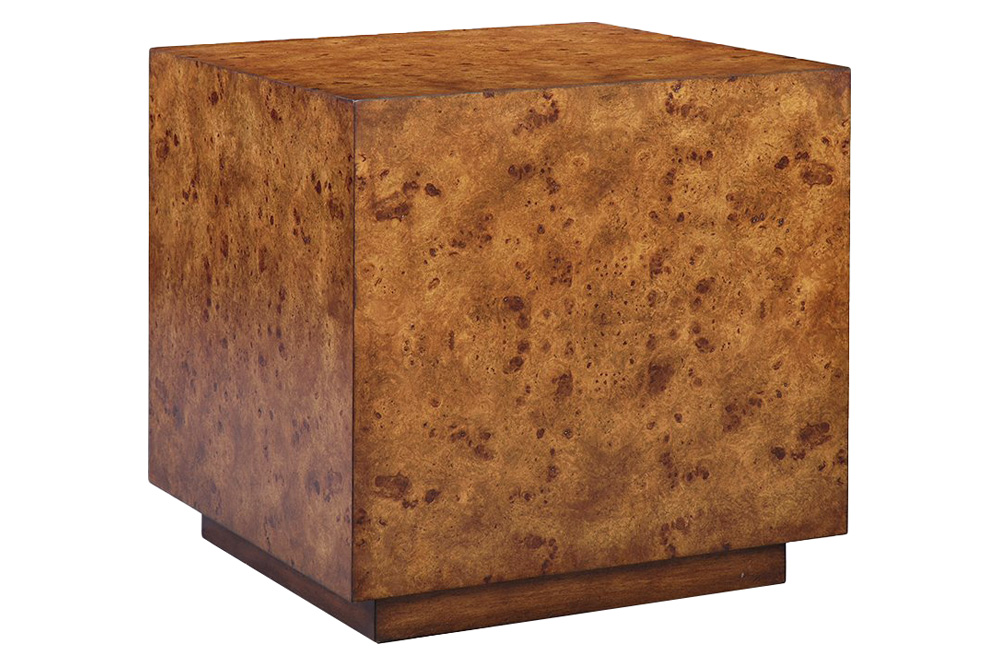 Oliver Cube Side Table - Rustic/Mappa Burl Veneer