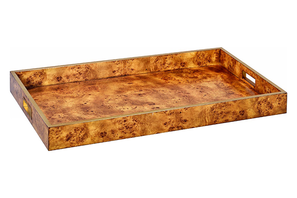 Oliver Large Serving Tray - Rustic/Mappa Burl Veneer