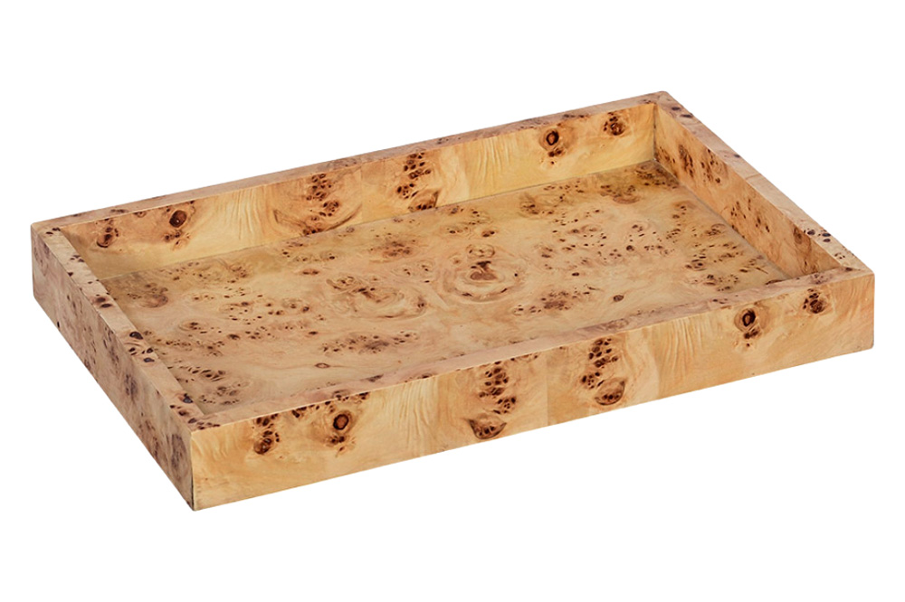 Oliver Large Valet Tray - Clear/Mappa Burl Veneer