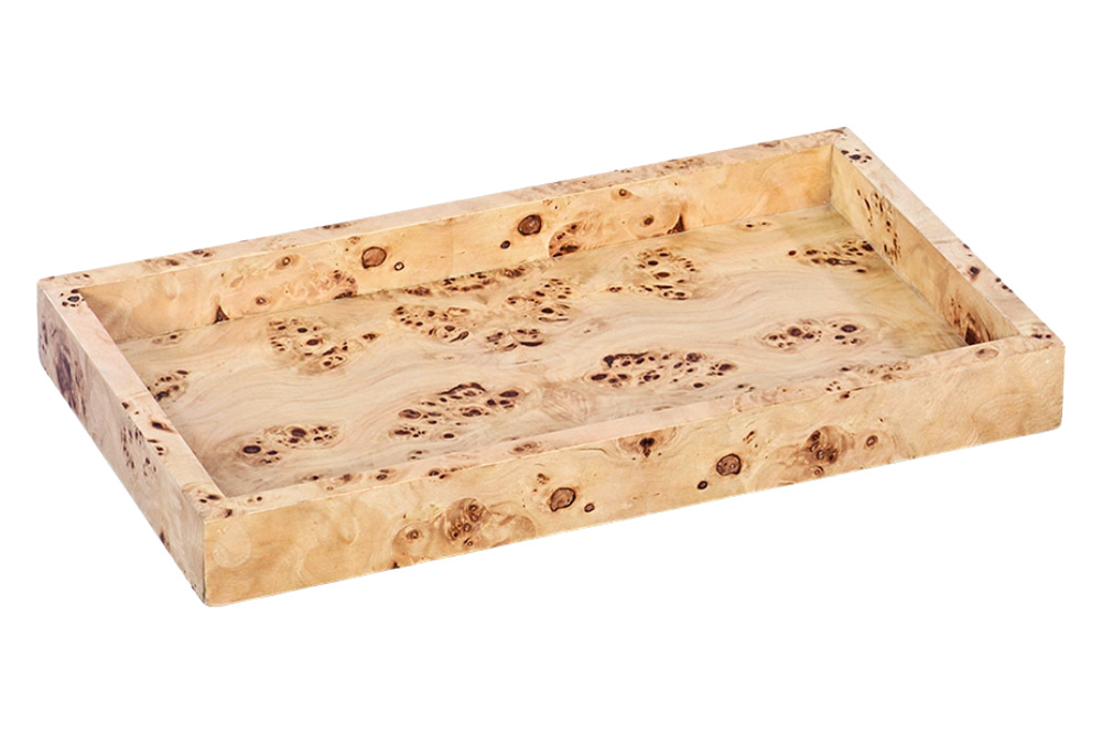 Oliver Small Valet Tray - Clear/Mappa Burl Veneer