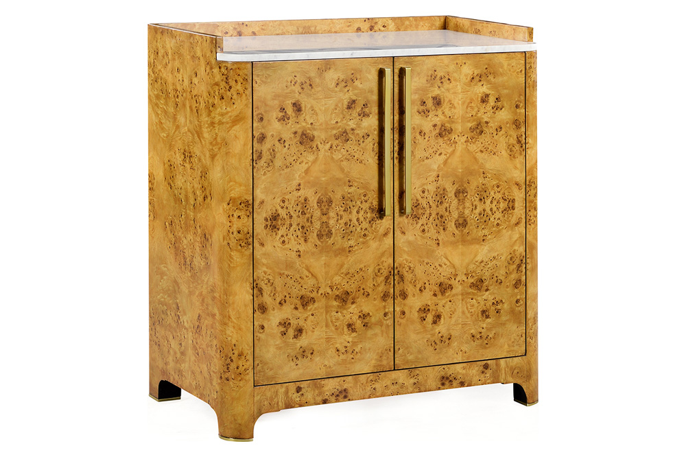 Oliver Syracuse Bar Cabinet - Rustic/Mappa Burl Veneer