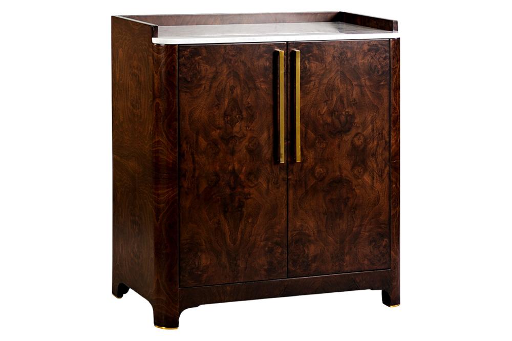 Oliver Syracuse Bar Cabinet - Natural/Walnut Burl Veneer