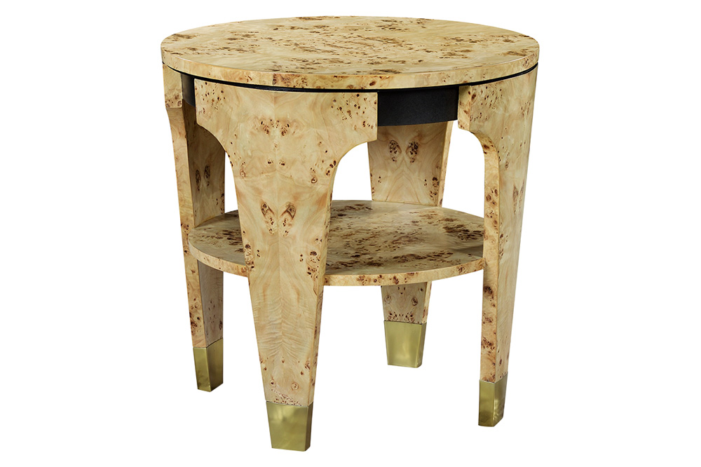 Oliver Carmel Side Table - Clear/Mappa Burl Veneer