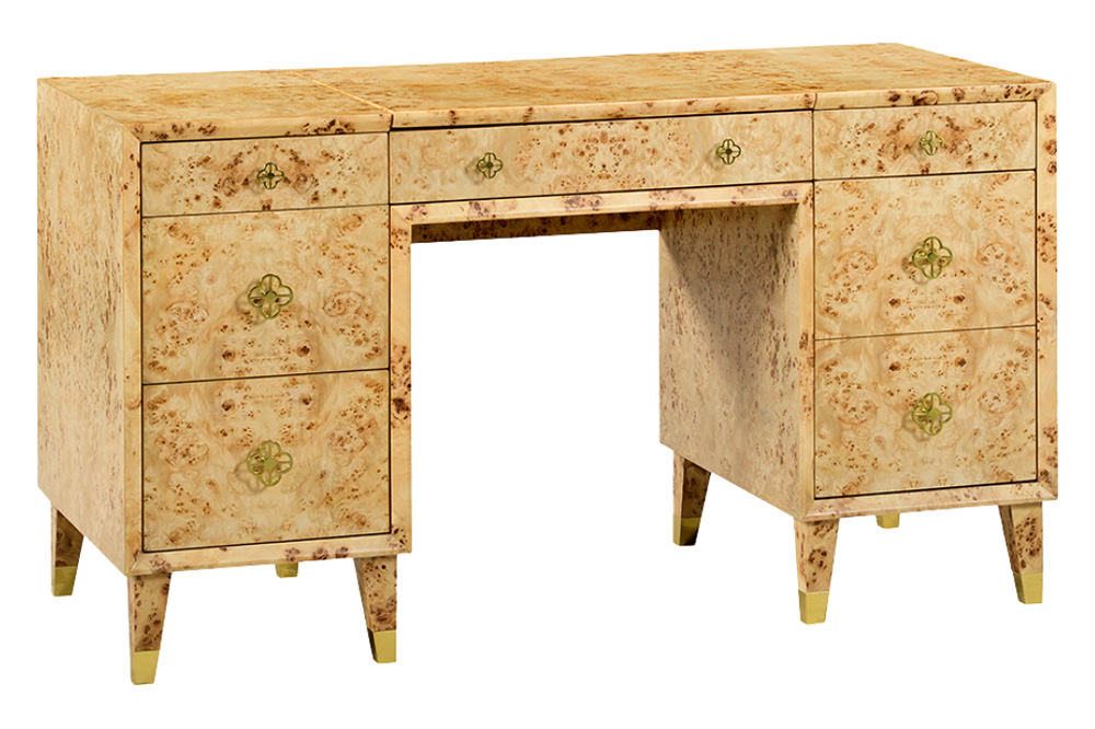 Oliver Roland Vanity Table - Clear/Mappa Burl Veneer