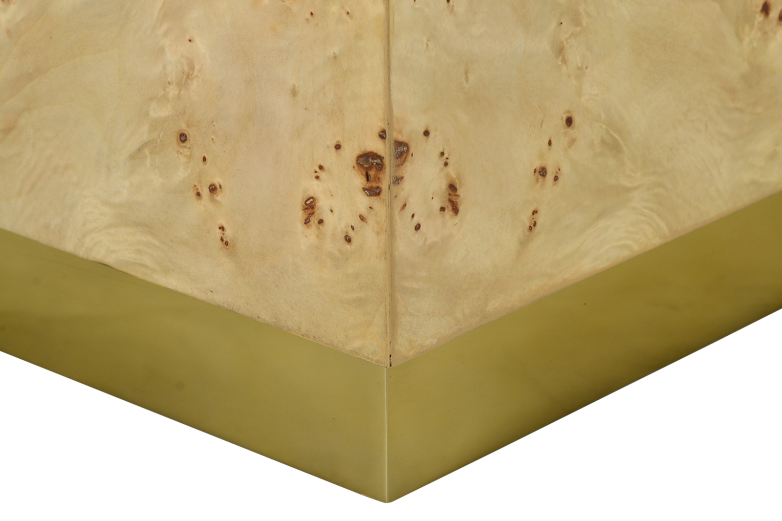 Oliver Cube Side Table - Clear/Mappa Burl Veneer