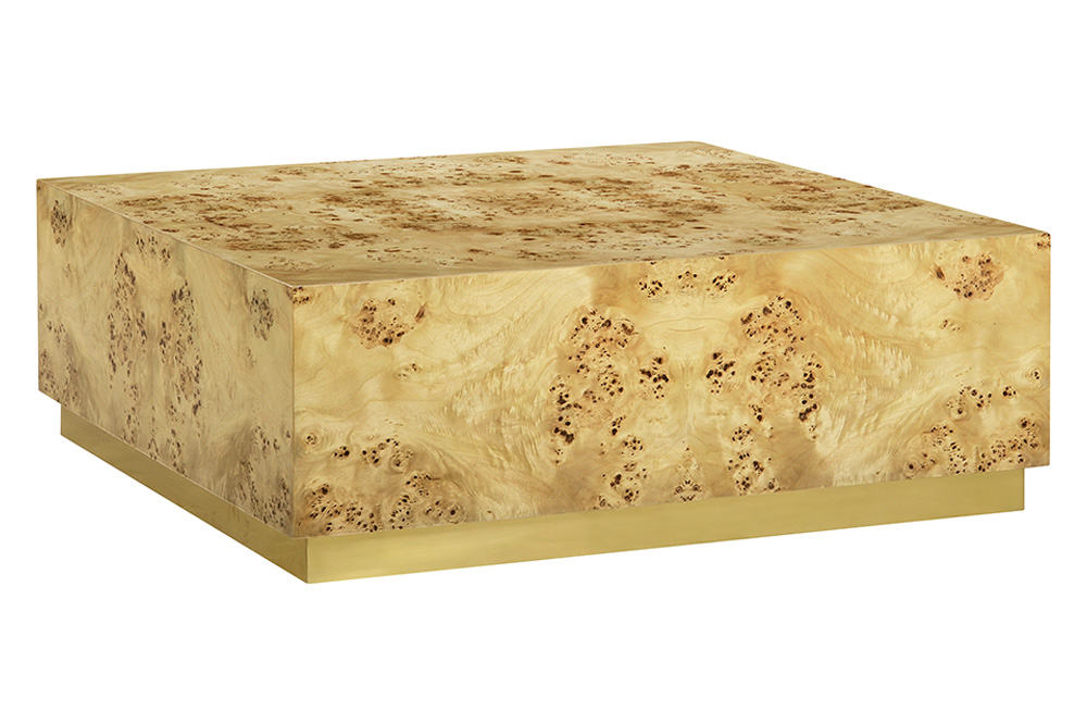 Oliver Anaheim Coffee Table - Clear/Mappa Burl Veneer