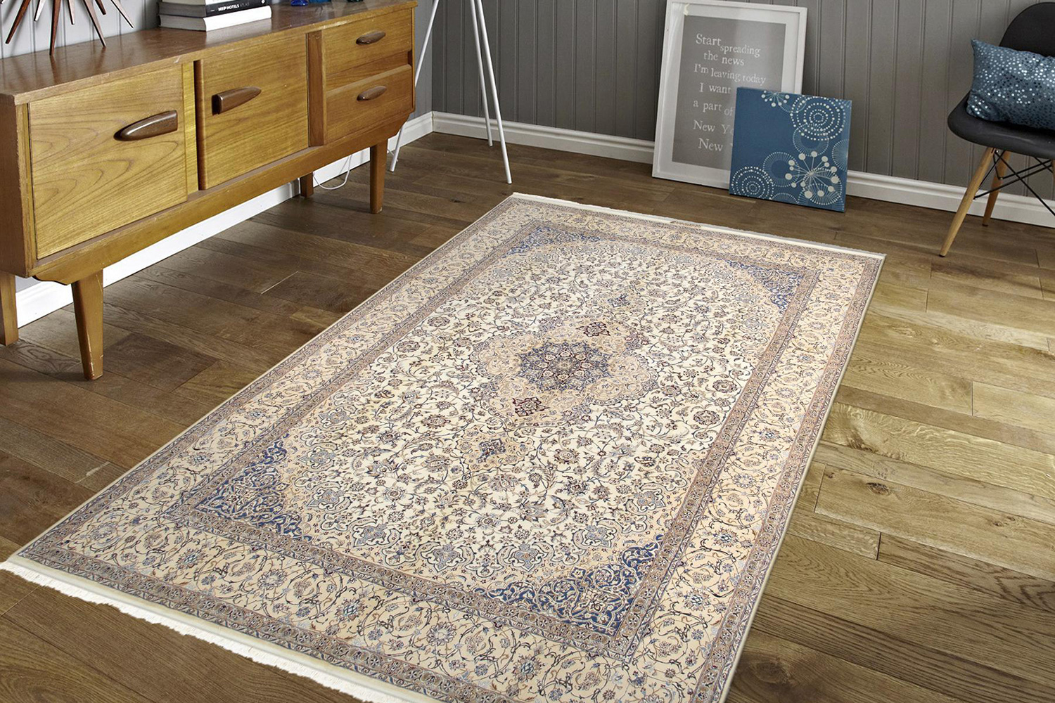 Pasargad - Nain Collection Hand-Knotted Silk and Wool Area Rug 102'' x 144'' (029597)