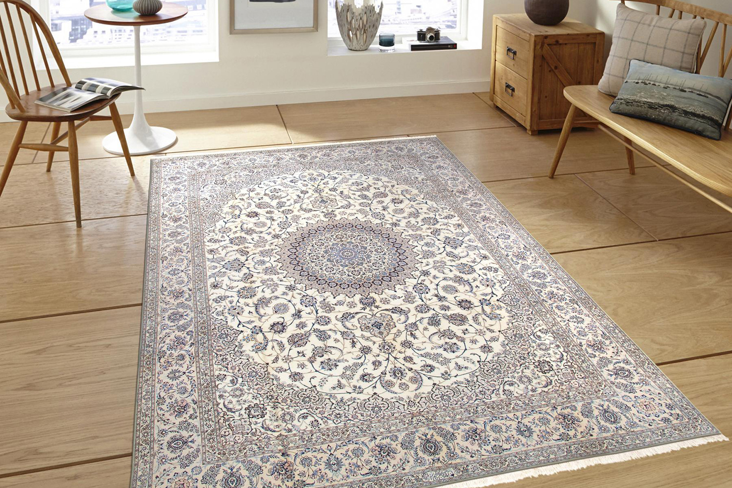 Pasargad - Nain Collection Hand-Knotted Silk and Wool Area Rug 104'' x 145'' (029668)