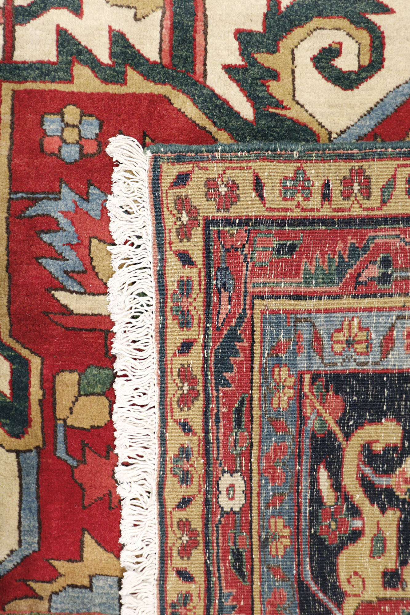 Pasargad Azerbaijan Collection Hand-Knotted Lamb's Wool Area Rug - Red/Navy, 149" x 220" (032023)