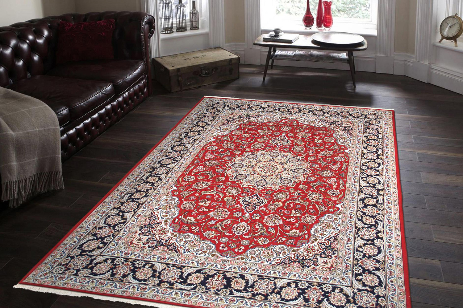 Pasargad - Isfahan Collection Hand-Knotted Silk and Wool Area Rug 60'' x 92'' (032033)