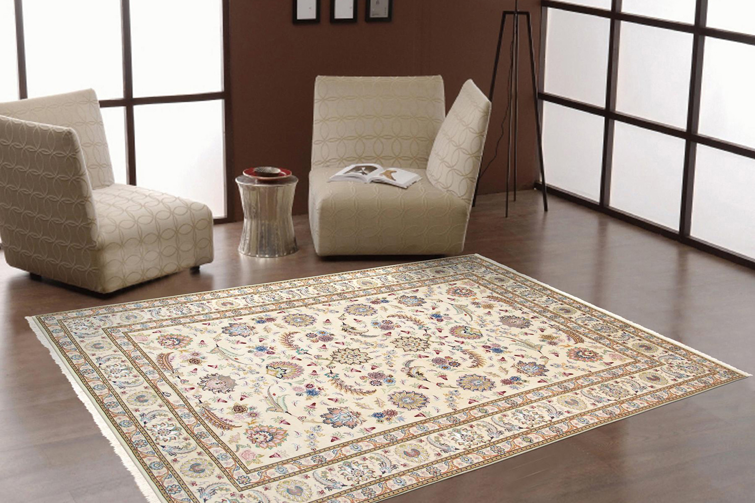 Pasargad - Tabriz Collection Hand-Knotted Silk and Wool Area Rug 66'' x 100'' (032055)