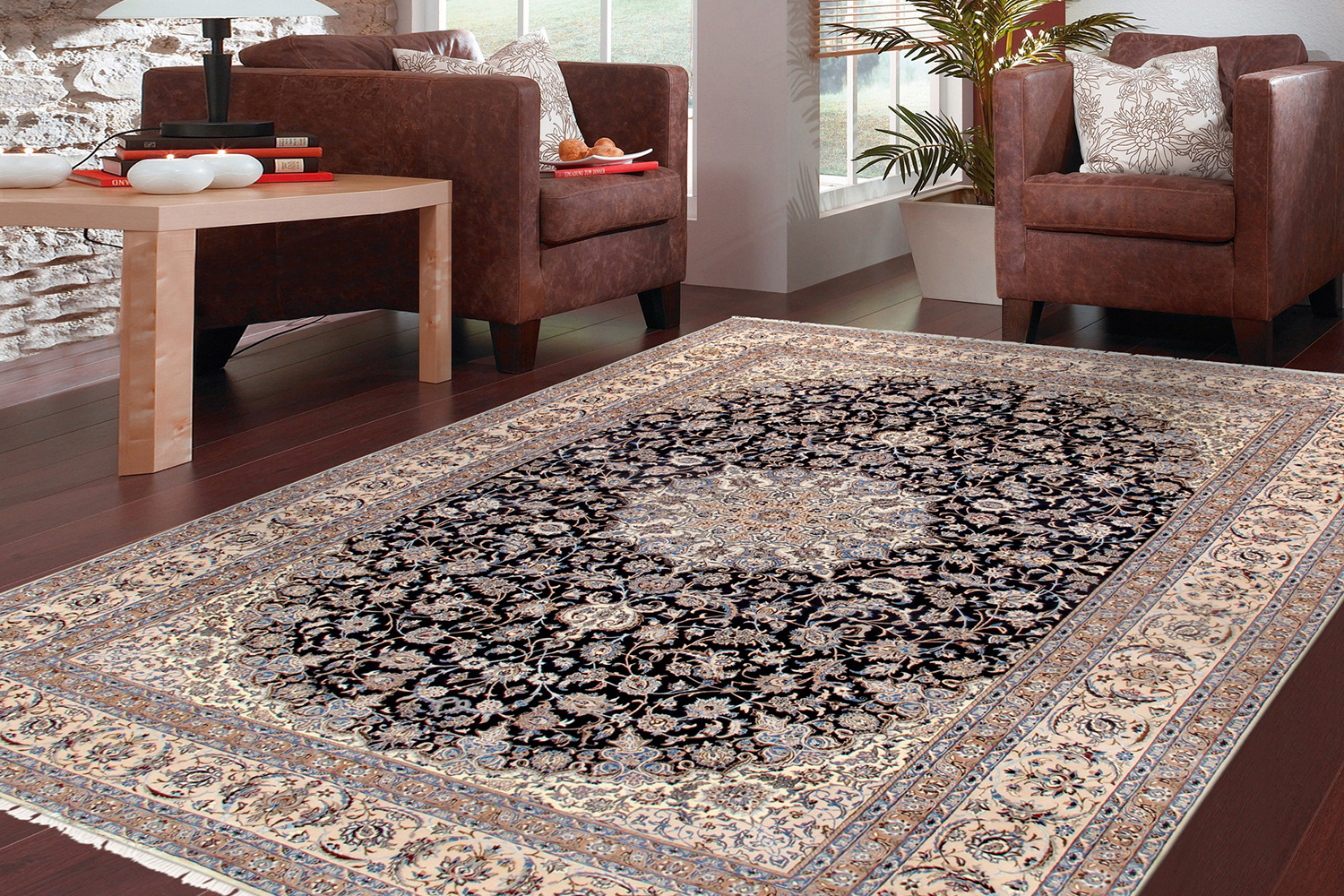 Pasargad - Nain Collection Hand-Knotted Silk and Wool Area Rug 142'' x 216'' (037023)