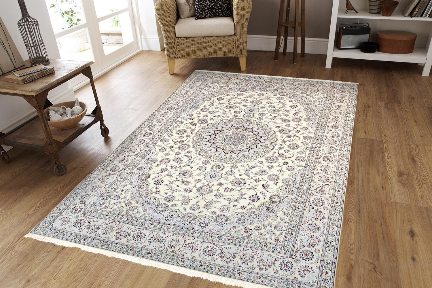 Pasargad - Nain Collection Hand-Knotted Silk and Wool Area Rug 98'' x 137'' (037443)