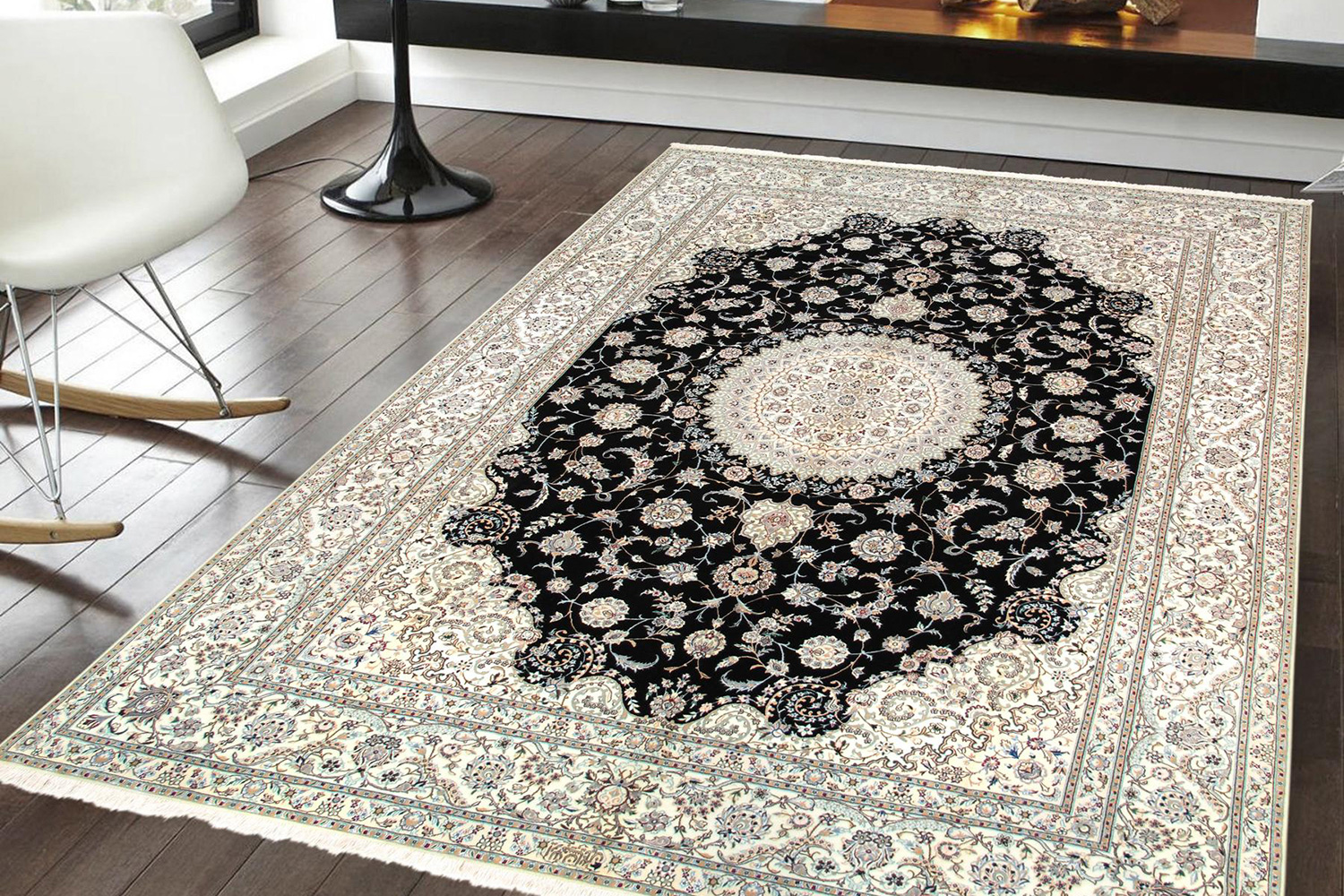 Pasargad - Nain Collection Hand-Knotted Silk and Wool Area Rug 101'' x 138'' (037444)