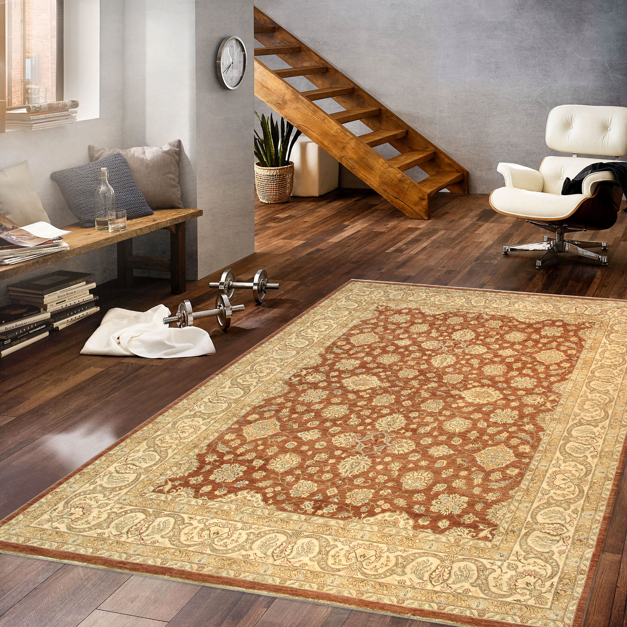 Pasargad - Melody Collection Hand-Knotted Lamb's Wool Area Rug in L. Brown/Ivory, 144" x 185" (097890)