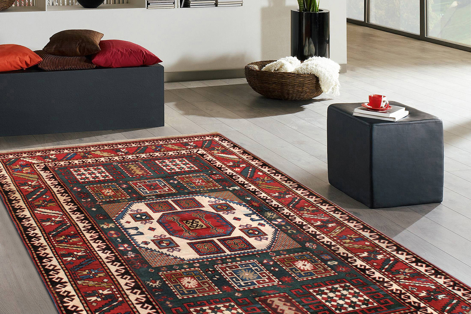 Pasargad - Kazak Collection Hand-Knotted Wool Area Rug 70'' x 102'' (69062 6X9)