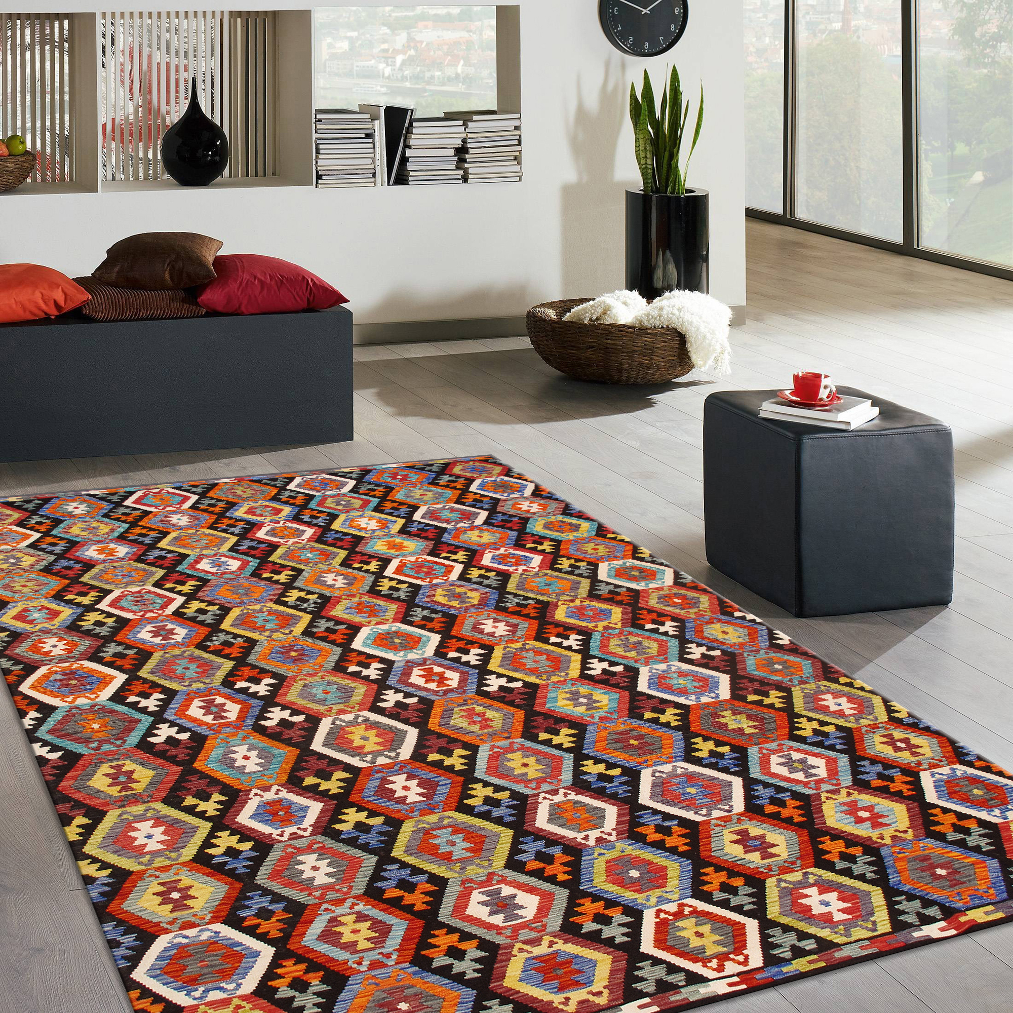 Pasargad - Kilim Collection Flatweave Wool Area Rug in Multi, 100" x 133" (990258 8x11)