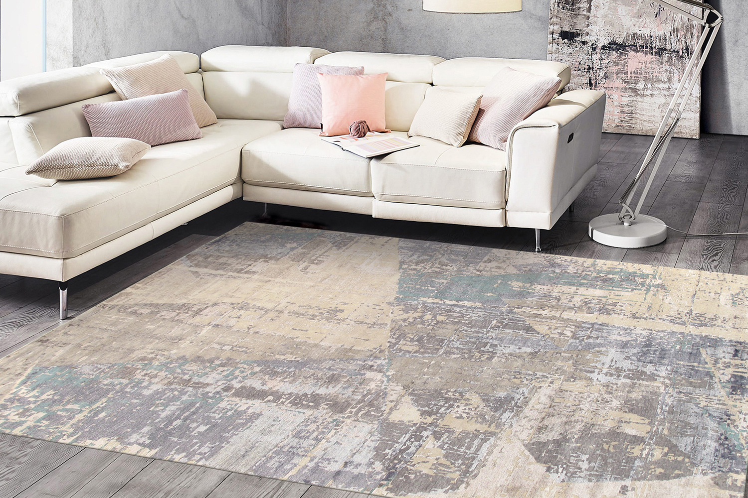 Pasargad - Modern Collection Hand-Knotted Gray Bamboo Silk and Wool Area Rug BC-1179WH