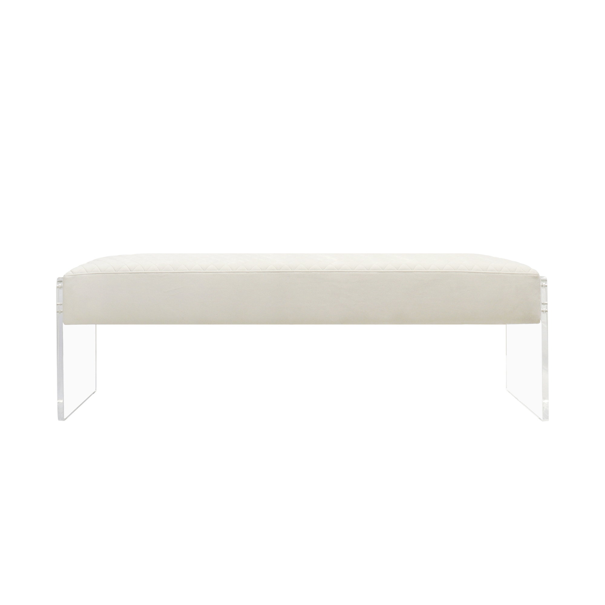 Pasargad - Tribecca Bench in Ivory/Clear, Acrylic/Velvet