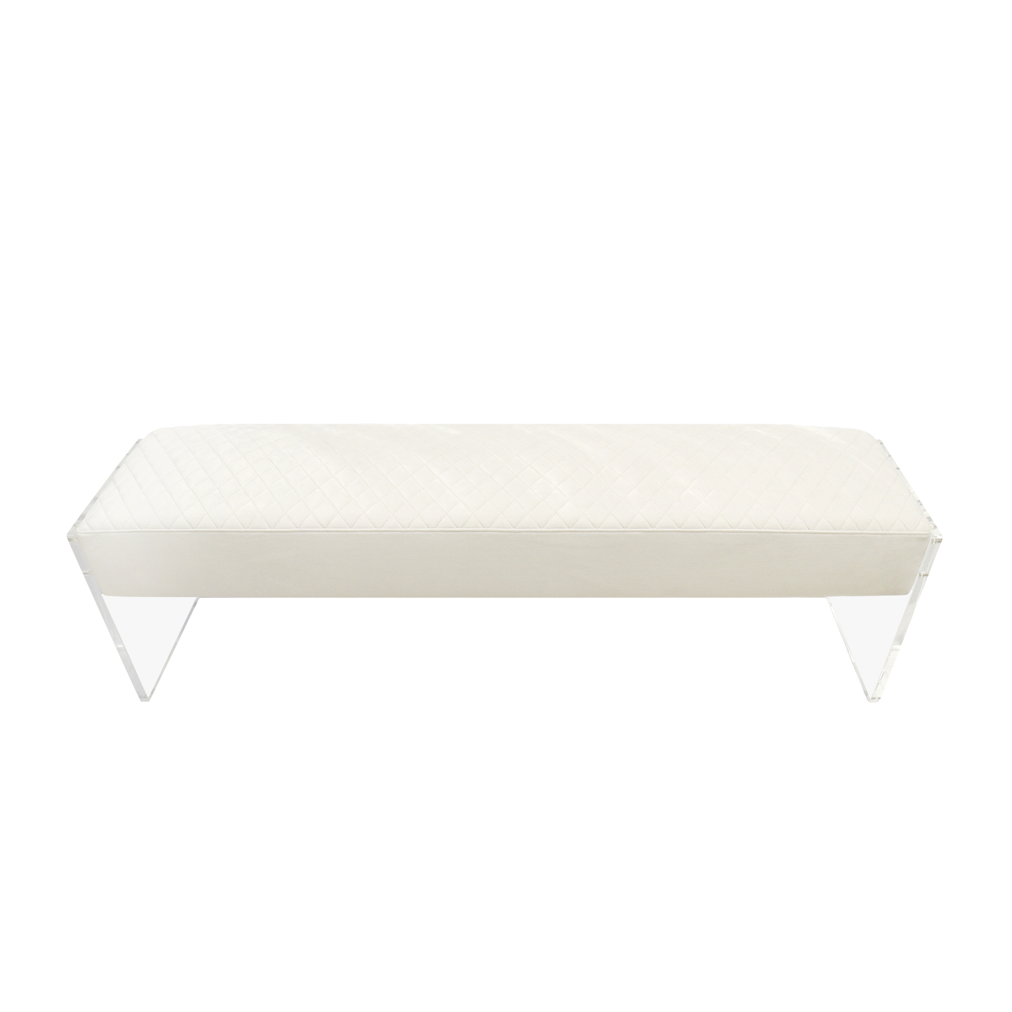 Pasargad - Tribecca Bench in Ivory/Clear, Acrylic/Velvet