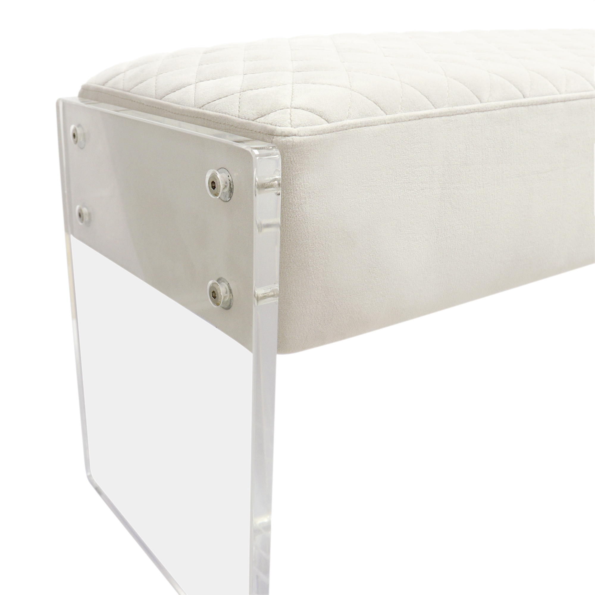 Pasargad - Tribecca Bench in Ivory/Clear, Acrylic/Velvet