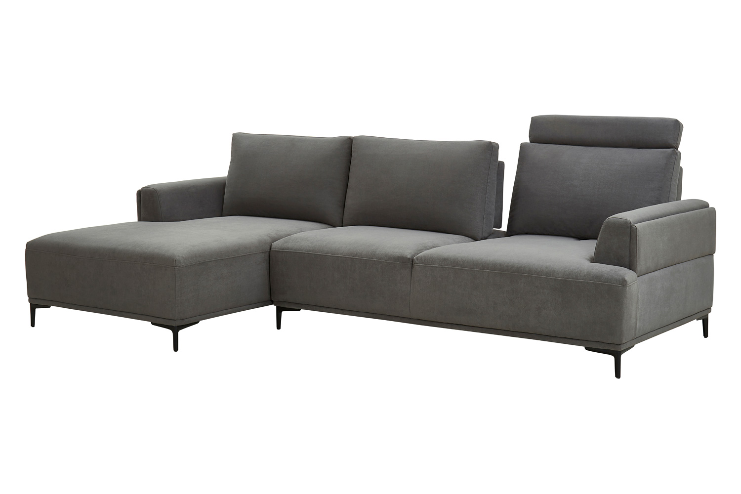 Pasargad Modern Lucca Sectional Sofa with Push Back Functional, Left Facing Chaise Gray Color