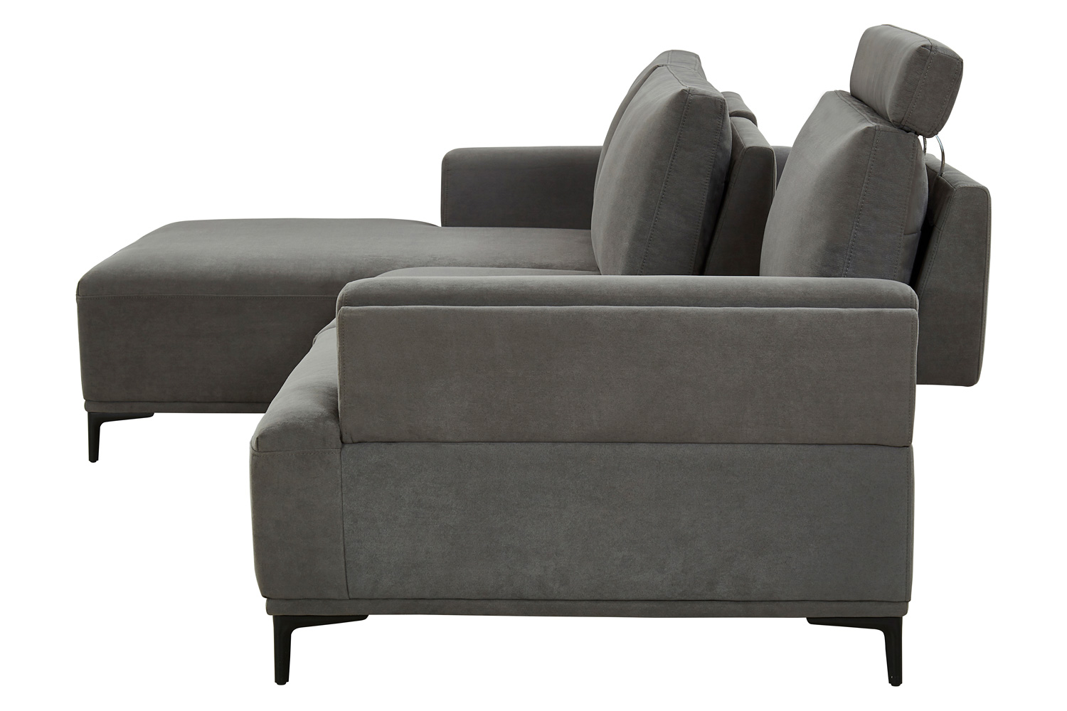 Pasargad Modern Lucca Sectional Sofa with Push Back Functional, Left Facing Chaise Gray Color