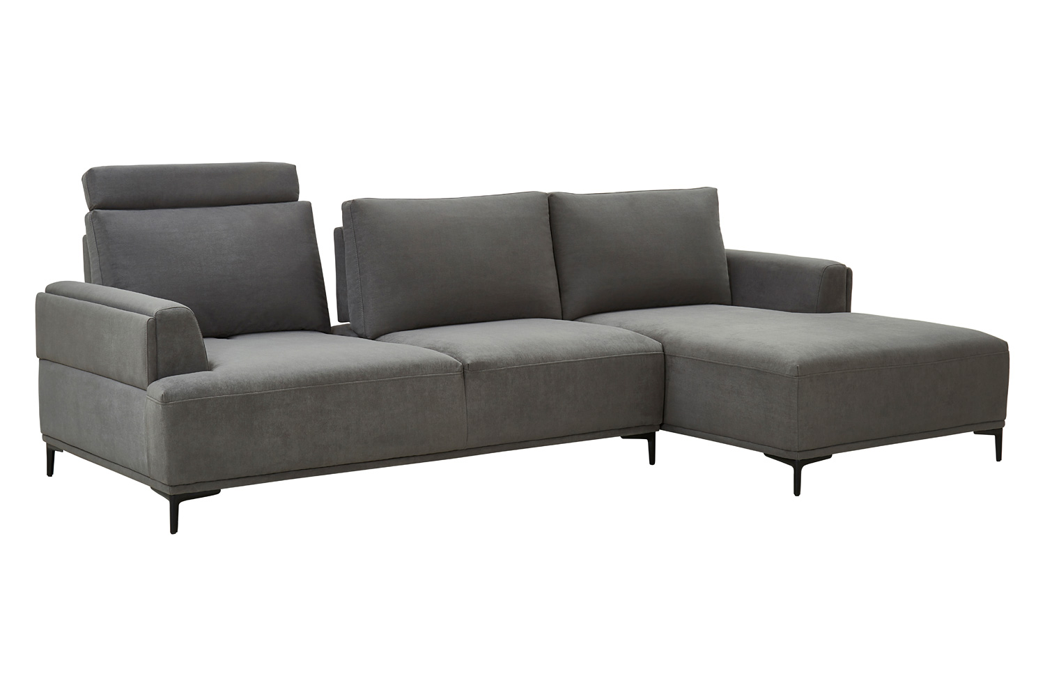 Pasargad Modern Lucca Sectional Sofa with Push Back Functional, Right Facing Chaise Gray Color