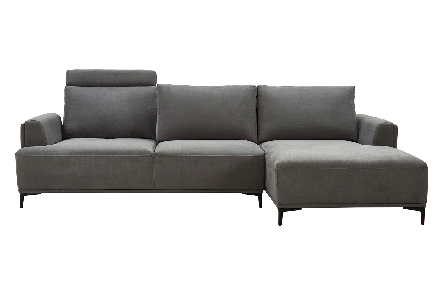 Pasargad Modern Lucca Sectional Sofa with Push Back Functional, Right Facing Chaise Gray Color