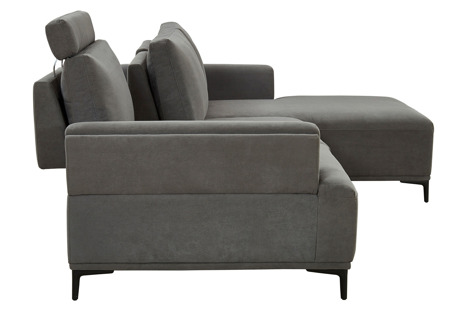 Pasargad Modern Lucca Sectional Sofa with Push Back Functional, Right Facing Chaise Gray Color