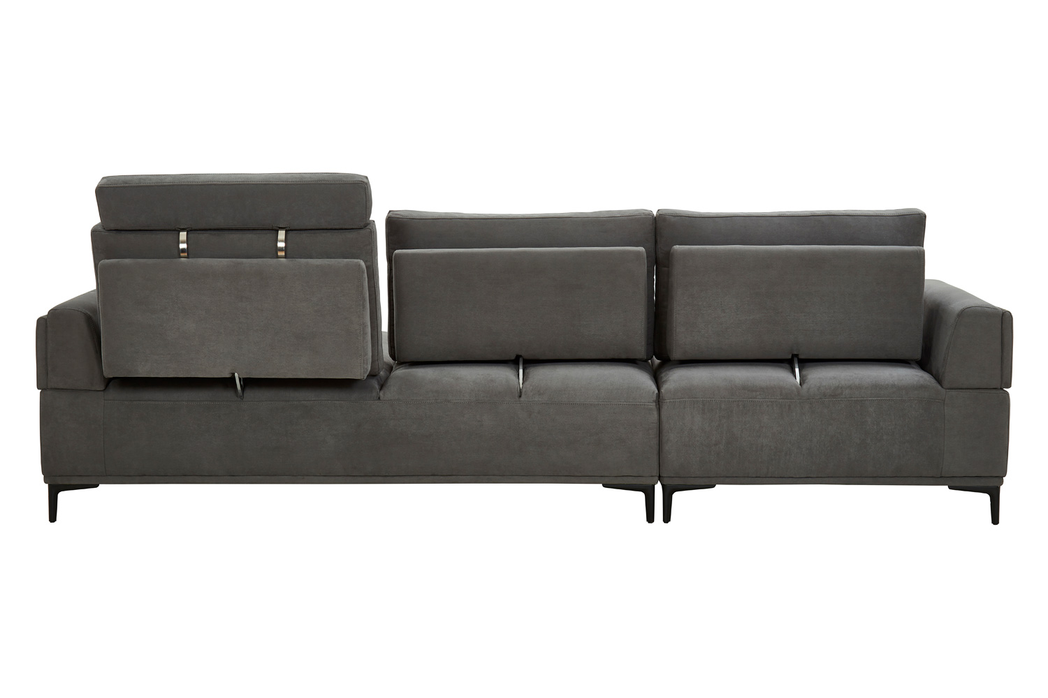 Pasargad Modern Lucca Sectional Sofa with Push Back Functional, Right Facing Chaise Gray Color