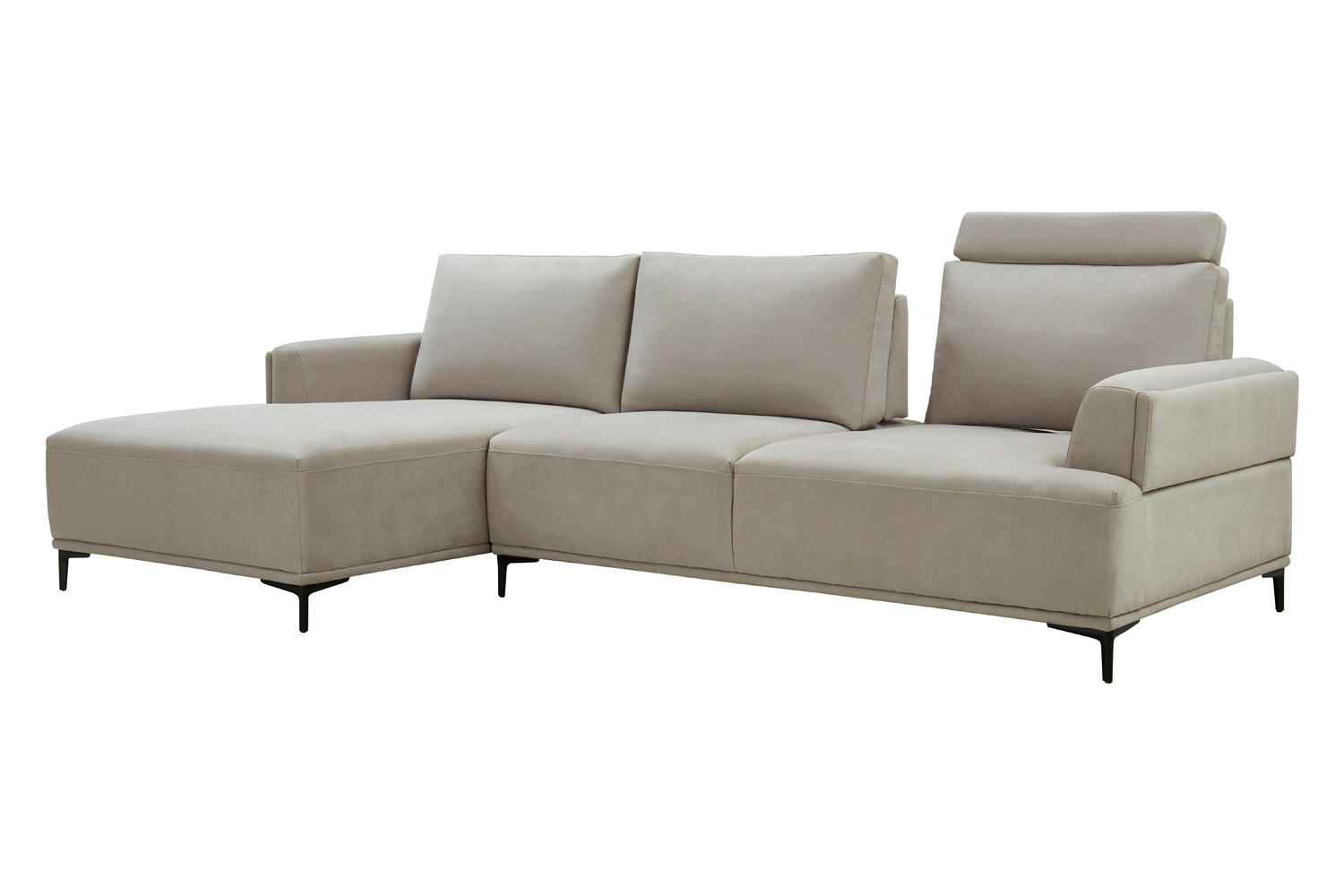 Pasargad Modern Lucca Sectional Sofa with Push Back Functional, Left Facing Chaise Beige Color