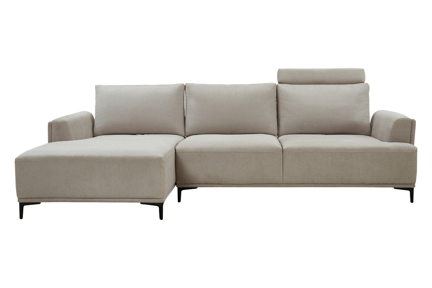 Pasargad Modern Lucca Sectional Sofa with Push Back Functional, Left Facing Chaise Beige Color