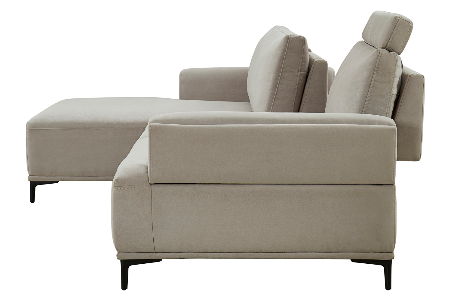 Pasargad Modern Lucca Sectional Sofa with Push Back Functional, Left Facing Chaise Beige Color