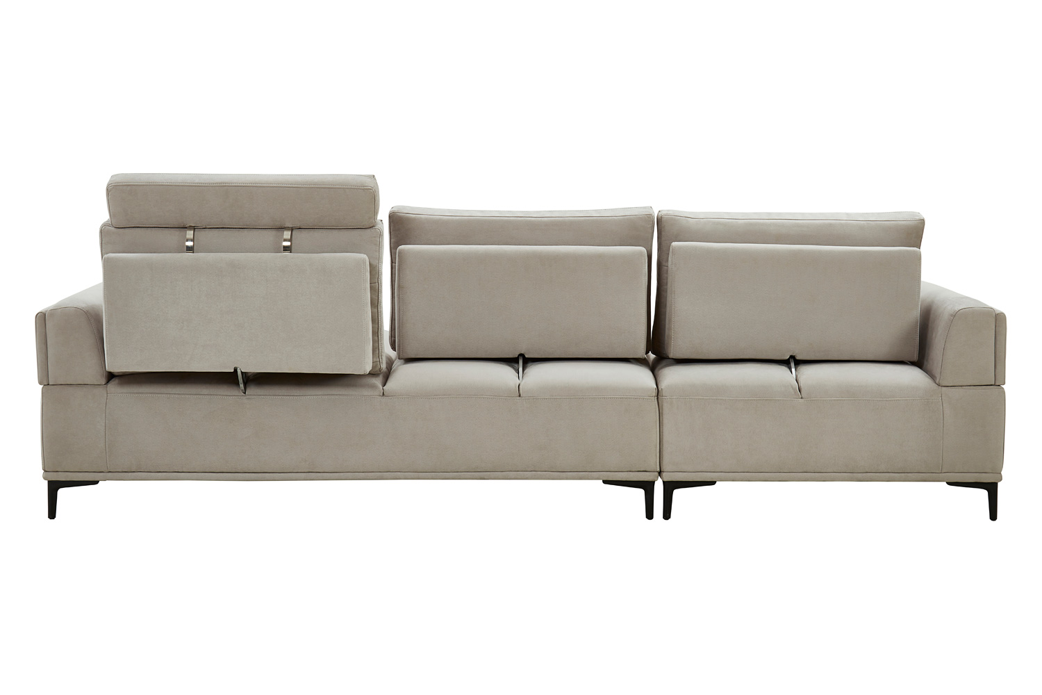 Pasargad Modern Lucca Sectional Sofa with Push Back Functional, Left Facing Chaise Beige Color